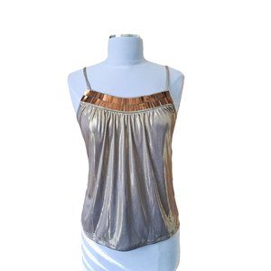 Doncaster Collect Cami Sequins Top Sleeveless Size 4 Color Metallic Beige